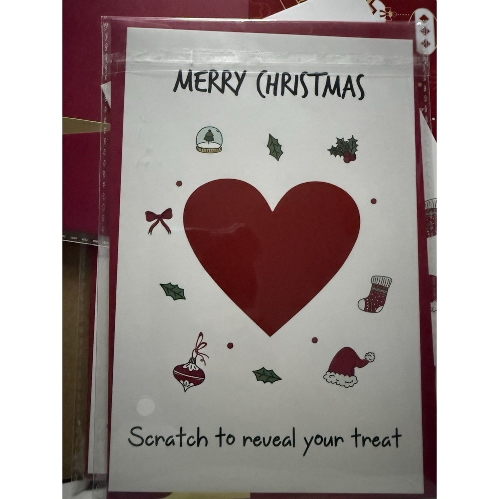 Merry Christmas Naughty Scratch Off Card Adult Funny Secret Message Heart Treat